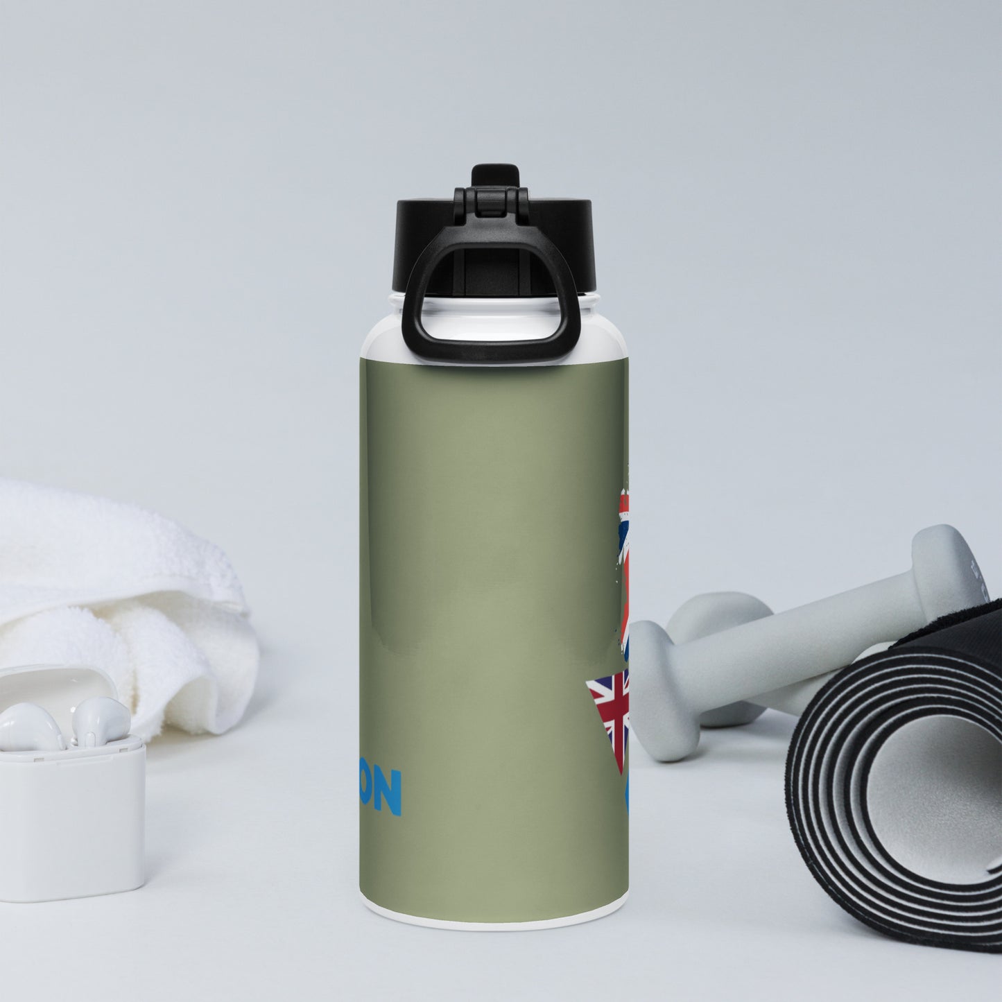 Stainless steel water bottle with a straw lid